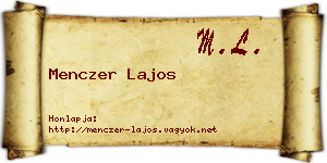 Menczer Lajos névjegykártya